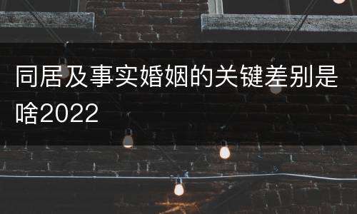 同居及事实婚姻的关键差别是啥2022