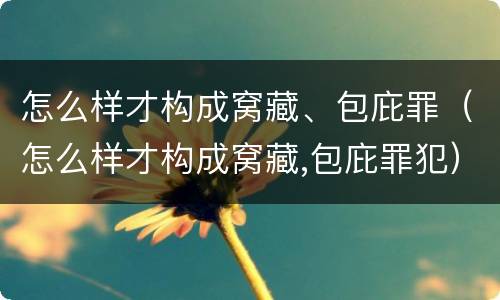 怎么样才构成窝藏、包庇罪（怎么样才构成窝藏,包庇罪犯）