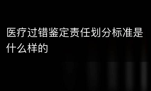 医疗过错鉴定责任划分标准是什么样的