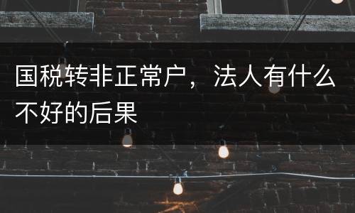 国税转非正常户，法人有什么不好的后果