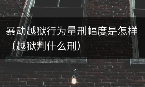 暴动越狱行为量刑幅度是怎样（越狱判什么刑）