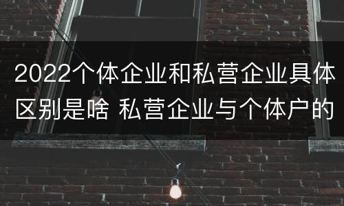 2022个体企业和私营企业具体区别是啥 私营企业与个体户的区别