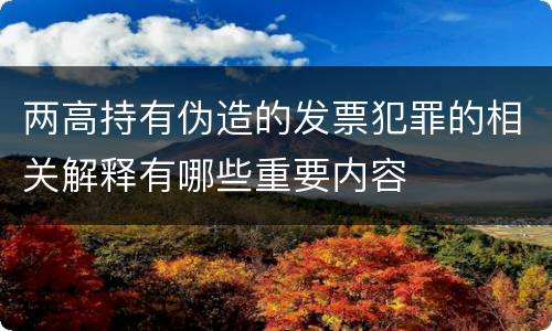两高持有伪造的发票犯罪的相关解释有哪些重要内容