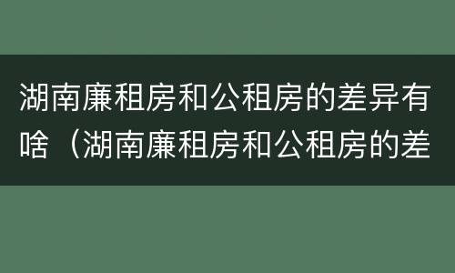 湖南廉租房和公租房的差异有啥（湖南廉租房和公租房的差异有啥区别）