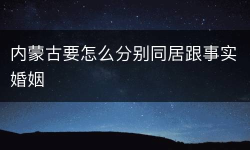 内蒙古要怎么分别同居跟事实婚姻