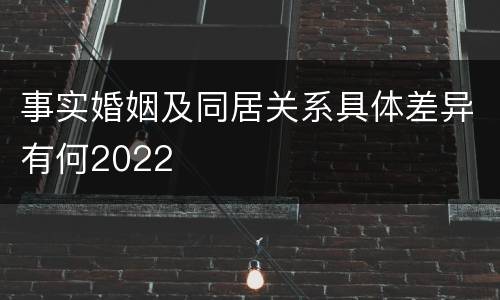 事实婚姻及同居关系具体差异有何2022