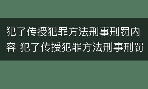 犯了传授犯罪方法刑事刑罚内容 犯了传授犯罪方法刑事刑罚内容怎么写