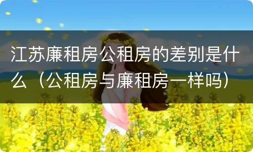 江苏廉租房公租房的差别是什么（公租房与廉租房一样吗）