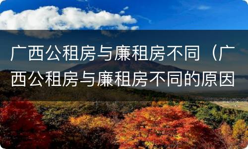 广西公租房与廉租房不同（广西公租房与廉租房不同的原因）