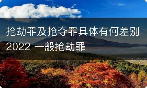 抢劫罪及抢夺罪具体有何差别2022 一般抢劫罪