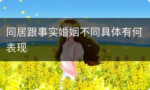 同居跟事实婚姻不同具体有何表现