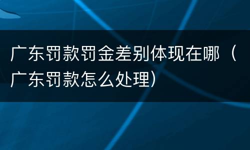 广东罚款罚金差别体现在哪（广东罚款怎么处理）