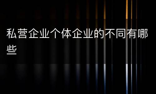 私营企业个体企业的不同有哪些