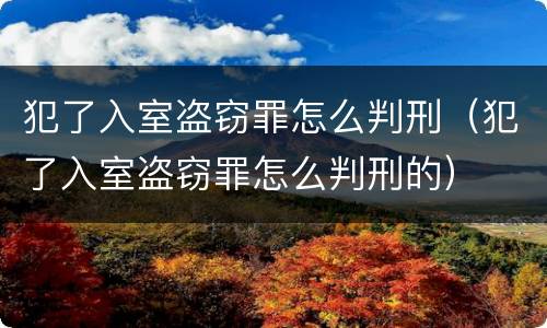 犯了入室盗窃罪怎么判刑（犯了入室盗窃罪怎么判刑的）
