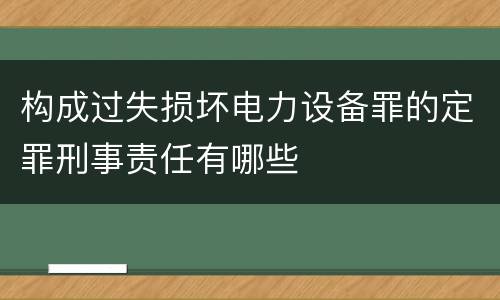 构成过失损坏电力设备罪的定罪刑事责任有哪些