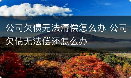 公司欠债无法清偿怎么办 公司欠债无法偿还怎么办