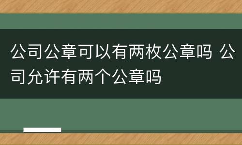 公司公章可以有两枚公章吗 公司允许有两个公章吗