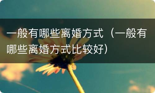 一般有哪些离婚方式（一般有哪些离婚方式比较好）