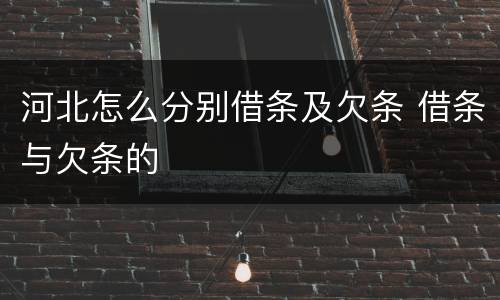 河北怎么分别借条及欠条 借条与欠条的