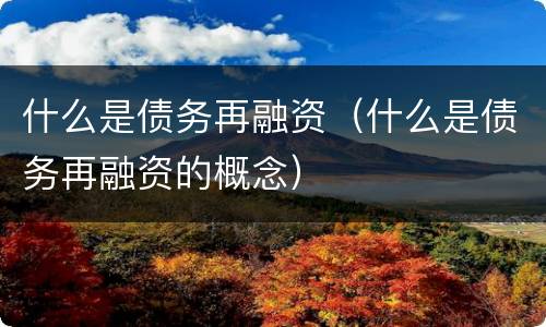 什么是债务再融资（什么是债务再融资的概念）