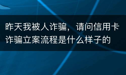 昨天我被人诈骗，请问信用卡诈骗立案流程是什么样子的