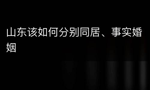 山东该如何分别同居、事实婚姻