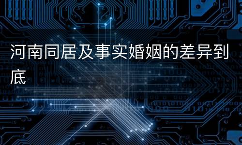 河南同居及事实婚姻的差异到底