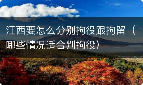 江西要怎么分别拘役跟拘留（哪些情况适合判拘役）