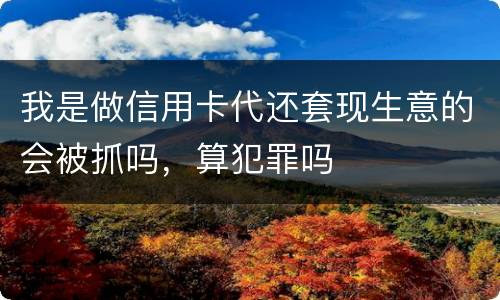 我是做信用卡代还套现生意的会被抓吗，算犯罪吗