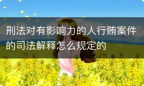 刑法对有影响力的人行贿案件的司法解释怎么规定的