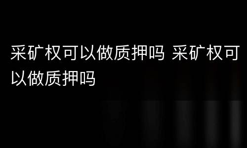 采矿权可以做质押吗 采矿权可以做质押吗