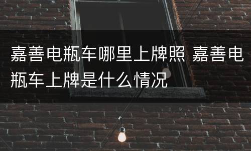 嘉善电瓶车哪里上牌照 嘉善电瓶车上牌是什么情况