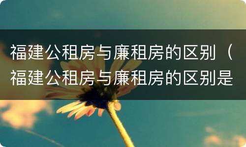 福建公租房与廉租房的区别（福建公租房与廉租房的区别是什么）
