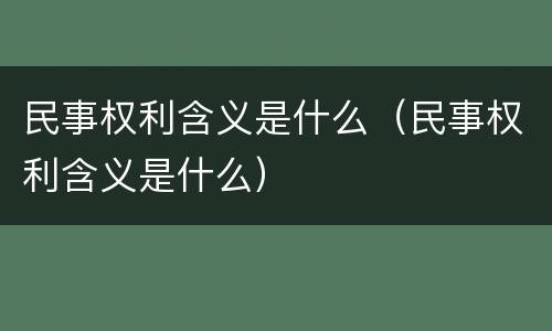 民事权利含义是什么（民事权利含义是什么）