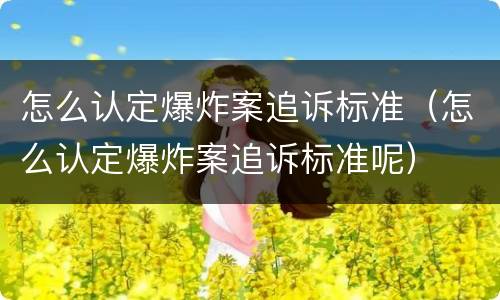 怎么认定爆炸案追诉标准（怎么认定爆炸案追诉标准呢）