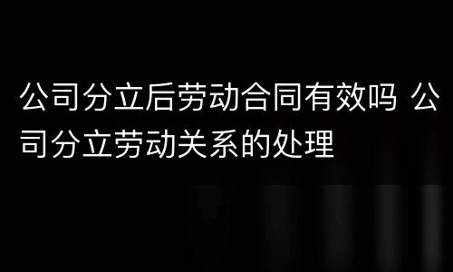 公司分立后劳动合同有效吗 公司分立劳动关系的处理