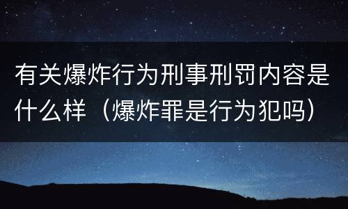 有关爆炸行为刑事刑罚内容是什么样（爆炸罪是行为犯吗）
