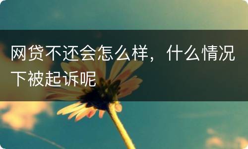 网贷不还会怎么样，什么情况下被起诉呢