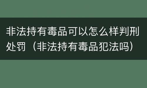 非法持有毒品可以怎么样判刑处罚（非法持有毒品犯法吗）