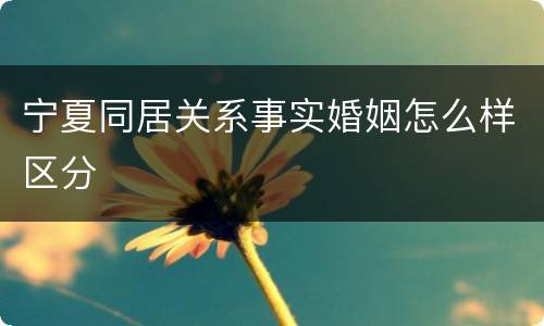 宁夏同居关系事实婚姻怎么样区分