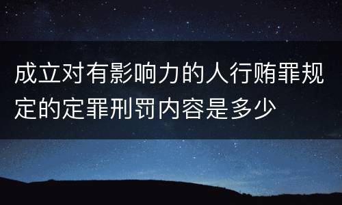 成立对有影响力的人行贿罪规定的定罪刑罚内容是多少