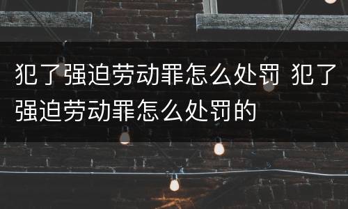 犯了强迫劳动罪怎么处罚 犯了强迫劳动罪怎么处罚的