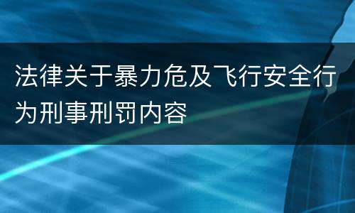 法律关于暴力危及飞行安全行为刑事刑罚内容