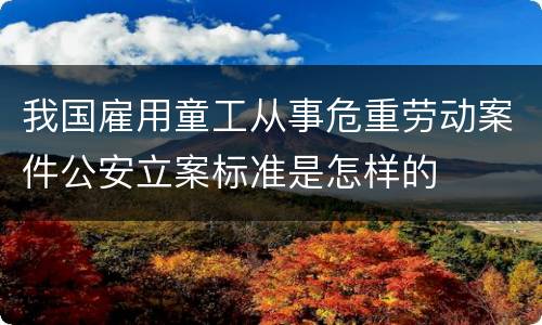 我国雇用童工从事危重劳动案件公安立案标准是怎样的