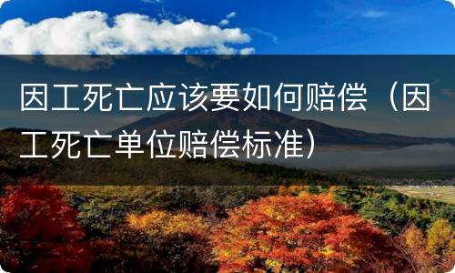 因工死亡应该要如何赔偿（因工死亡单位赔偿标准）