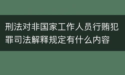 刑法对非国家工作人员行贿犯罪司法解释规定有什么内容