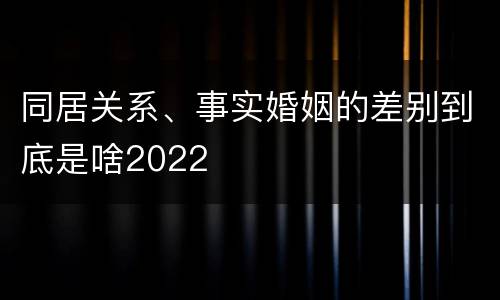 同居关系、事实婚姻的差别到底是啥2022