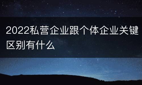 2022私营企业跟个体企业关键区别有什么