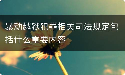 暴动越狱犯罪相关司法规定包括什么重要内容