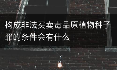 构成非法买卖毒品原植物种子罪的条件会有什么